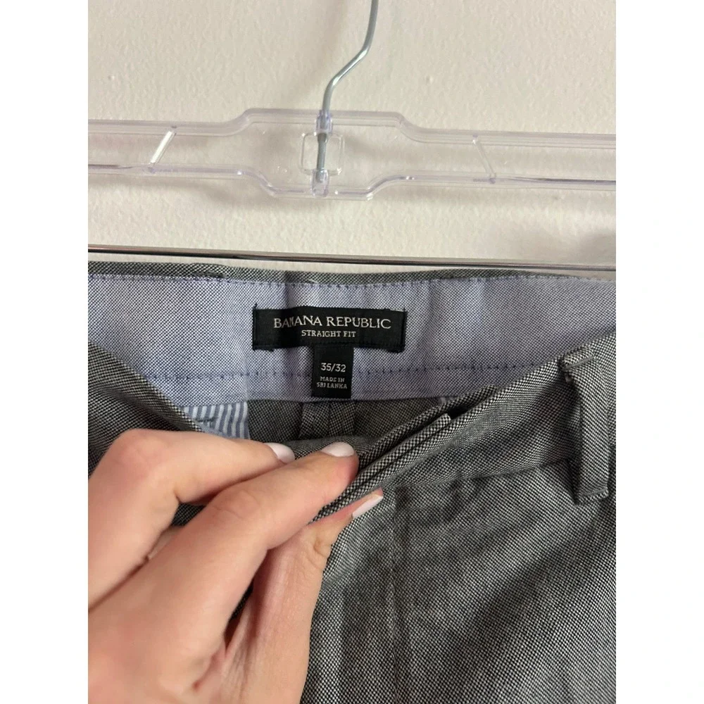 Banana Republic Mens 35x32 Straight Fit Grey Cotton Chino Dress Pants RN 54023